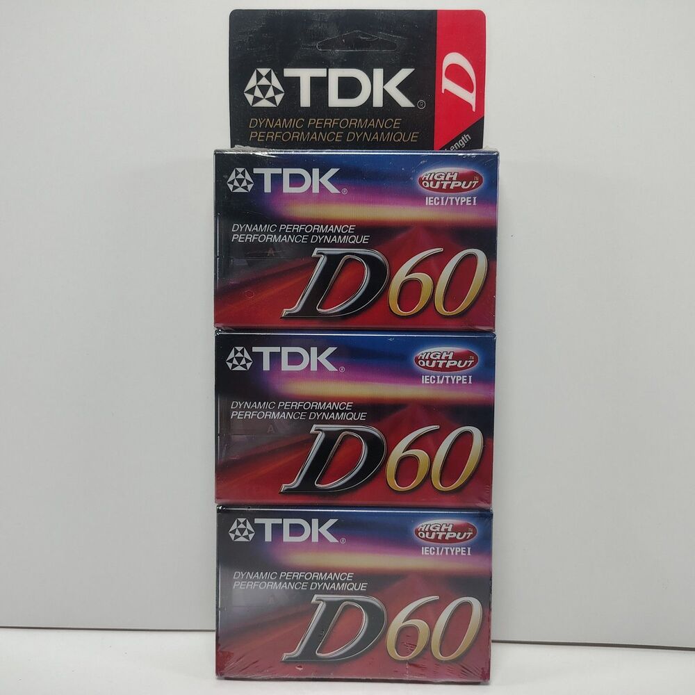 3 Pack TDK D60 High Output Type I D Length Cassette Tapes New Old Stock Record